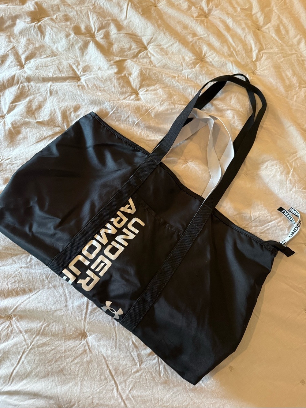 Under Armour Black and White Logo Carryall Tote